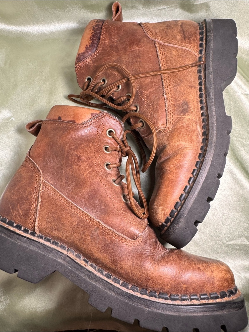 Justin Vintage Leather Lace Up Kiltie Roper Boots L0803 US Women's 6 - Picture 5 of 9
